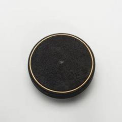  R Y Augousti Set of 3 Boxes in Black Shagreen with Brass Frame by R Y Augousti - 3844649