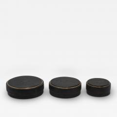  R Y Augousti Set of 3 Boxes in Black Shagreen with Brass Frame by R Y Augousti - 3846084