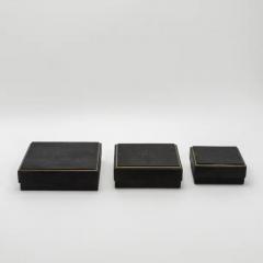  R Y Augousti Set of 3 Boxes in Black Shagreen with Brass Frame by R Y Augousti - 3844710