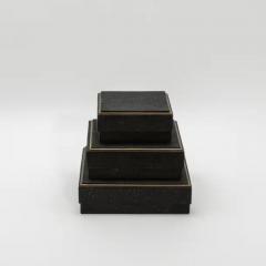  R Y Augousti Set of 3 Boxes in Black Shagreen with Brass Frame by R Y Augousti - 3844713