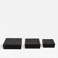  R Y Augousti Set of 3 Boxes in Black Shagreen with Brass Frame by R Y Augousti - 3846087