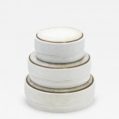  R Y Augousti Set of 3 Boxes in Shagreen and White Quartz with Brass Frame by R Y Augousti - 3846088