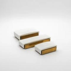  R Y Augousti Set of 3 Boxes in White Shagreen and Bronze Patina Brass by R Y Augousti - 3844792