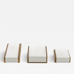  R Y Augousti Set of 3 Boxes in White Shagreen and Bronze Patina Brass by R Y Augousti - 3846093
