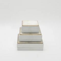  R Y Augousti Set of 3 Boxes in White Shagreen and Quartz with Brass Frame by R Y Augousti - 3844625