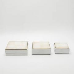  R Y Augousti Set of 3 Boxes in White Shagreen and Quartz with Brass Frame by R Y Augousti - 3844626