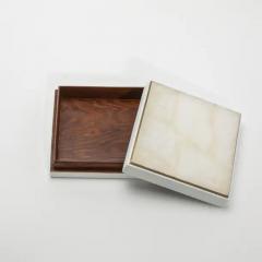  R Y Augousti Set of 3 Boxes in White Shagreen and Quartz with Brass Frame by R Y Augousti - 3844647