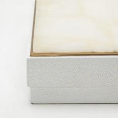  R Y Augousti Set of 3 Boxes in White Shagreen and Quartz with Brass Frame by R Y Augousti - 3844648