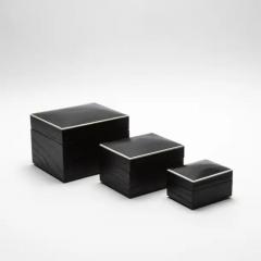  R Y Augousti Set of 3 Curved Top Boxes in Black Oak by R Y Augousti - 3844782