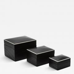  R Y Augousti Set of 3 Curved Top Boxes in Black Oak by R Y Augousti - 3846097