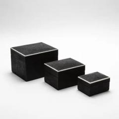  R Y Augousti Set of 3 Curved Top Boxes in Black Shagreen by R Y Augousti - 3844799