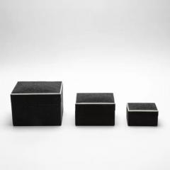  R Y Augousti Set of 3 Curved Top Boxes in Black Shagreen by R Y Augousti - 3844804