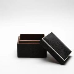  R Y Augousti Set of 3 Curved Top Boxes in Black Shagreen by R Y Augousti - 3844843
