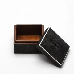  R Y Augousti Set of 3 Curved Top Boxes in Black Shagreen by R Y Augousti - 3844845