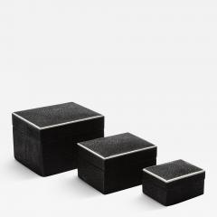  R Y Augousti Set of 3 Curved Top Boxes in Black Shagreen by R Y Augousti - 3846099