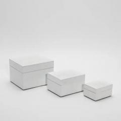  R Y Augousti Set of 3 Curved Top Boxes in White Shagreen by R Y Augousti - 3844844