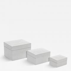  R Y Augousti Set of 3 Curved Top Boxes in White Shagreen by R Y Augousti - 3846100