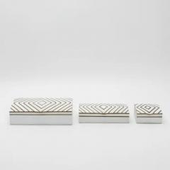  R Y Augousti Set of 3 Shagreen Boxes with Mother of Pearl and Brass Details by R Y Augousti - 3869584