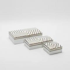  R Y Augousti Set of 3 Shagreen Boxes with Mother of Pearl and Brass Details by R Y Augousti - 3869593