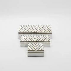  R Y Augousti Set of 3 Shagreen Boxes with Mother of Pearl and Brass Details by R Y Augousti - 3869600