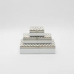  R Y Augousti Set of 3 Shagreen Boxes with Mother of Pearl and Brass Details by R Y Augousti - 3869651