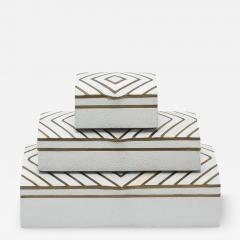  R Y Augousti Set of 3 Shagreen Boxes with Mother of Pearl and Brass Details by R Y Augousti - 3878798