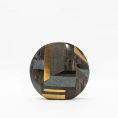  R Y Augousti Shagreen Vase with Tiger Eye Shell and Brass Details by R Y Augousti - 3876664