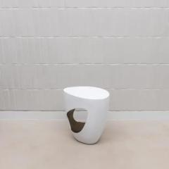  R Y Augousti Stool in White Shagreen with Bronze Patina Brass by R Y Augousti - 3847320