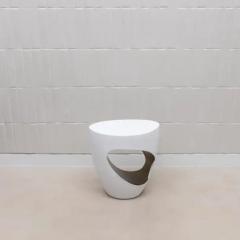  R Y Augousti Stool in White Shagreen with Bronze Patina Brass by R Y Augousti - 3847323