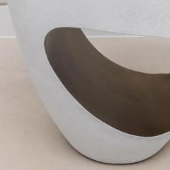  R Y Augousti Stool in White Shagreen with Bronze Patina Brass by R Y Augousti - 3847356