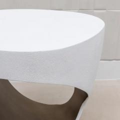  R Y Augousti Stool in White Shagreen with Bronze Patina Brass by R Y Augousti - 3847357