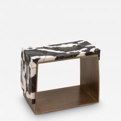  R Y Augousti Stool with Shagreen and Shell Pattern with Bronze Patina Brass by R Y Augousti - 3855144