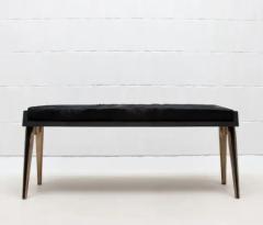  R Y Augousti Upholstered Hide Bench in Black Shagreen and Bronze Patina Brass by R Y Augousti - 3847563