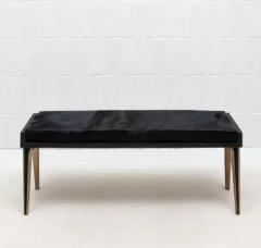  R Y Augousti Upholstered Hide Bench in Black Shagreen and Bronze Patina Brass by R Y Augousti - 3847564