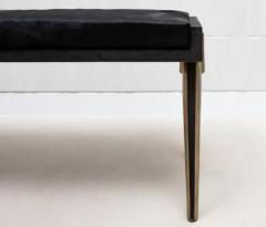  R Y Augousti Upholstered Hide Bench in Black Shagreen and Bronze Patina Brass by R Y Augousti - 3847565