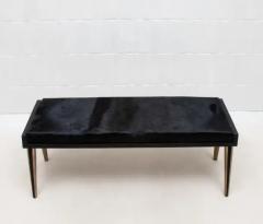  R Y Augousti Upholstered Hide Bench in Black Shagreen and Bronze Patina Brass by R Y Augousti - 3847566