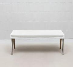  R Y Augousti Upholstered Hide Bench in White Shagreen and Bronze Patina Brass by R Y Augousti - 3847575