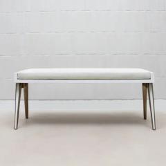  R Y Augousti Upholstered Hide Bench in White Shagreen and Bronze Patina Brass by R Y Augousti - 3847577