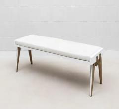  R Y Augousti Upholstered Hide Bench in White Shagreen and Bronze Patina Brass by R Y Augousti - 3847608