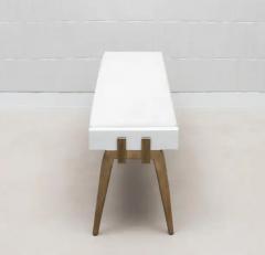  R Y Augousti Upholstered Hide Bench in White Shagreen and Bronze Patina Brass by R Y Augousti - 3847609