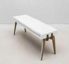  R Y Augousti Upholstered Hide Bench in White Shagreen and Bronze Patina Brass by R Y Augousti - 3847610