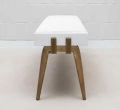  R Y Augousti Upholstered Hide Bench in White Shagreen and Bronze Patina Brass by R Y Augousti - 3847612