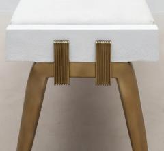  R Y Augousti Upholstered Hide Bench in White Shagreen and Bronze Patina Brass by R Y Augousti - 3847616