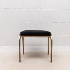  R Y Augousti Velvet Upholstered Stool with Bronze Patina Brass by R Y Augousti - 3847300