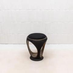  R Y Augousti Velvet Upholstered Stool with Shagreen and Bronze Patina Brass by R Y Augousti - 3847111