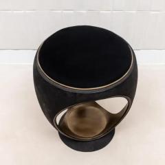  R Y Augousti Velvet Upholstered Stool with Shagreen and Bronze Patina Brass by R Y Augousti - 3847170