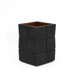  R Y Augousti Waste Bin in Black Shagreen Rhomboid by R Y Augousti - 4210637