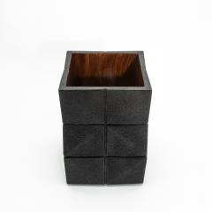  R Y Augousti Waste Bin in Black Shagreen Rhomboid by R Y Augousti - 4210645