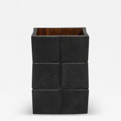  R Y Augousti Waste Bin in Black Shagreen Rhomboid by R Y Augousti - 4211633