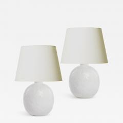  R rstrand Rorstrand Charming Pair of Table Lamps with Feather Reliefs by Gertrud L negren - 2868064